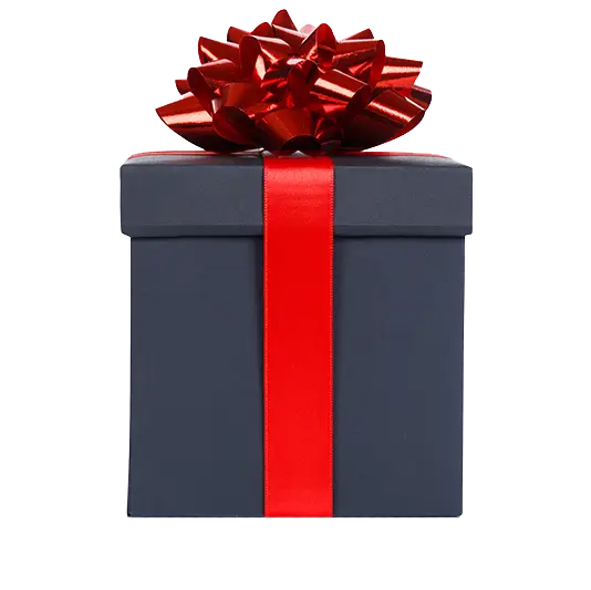 Geschenkpaket mit roter Schleife