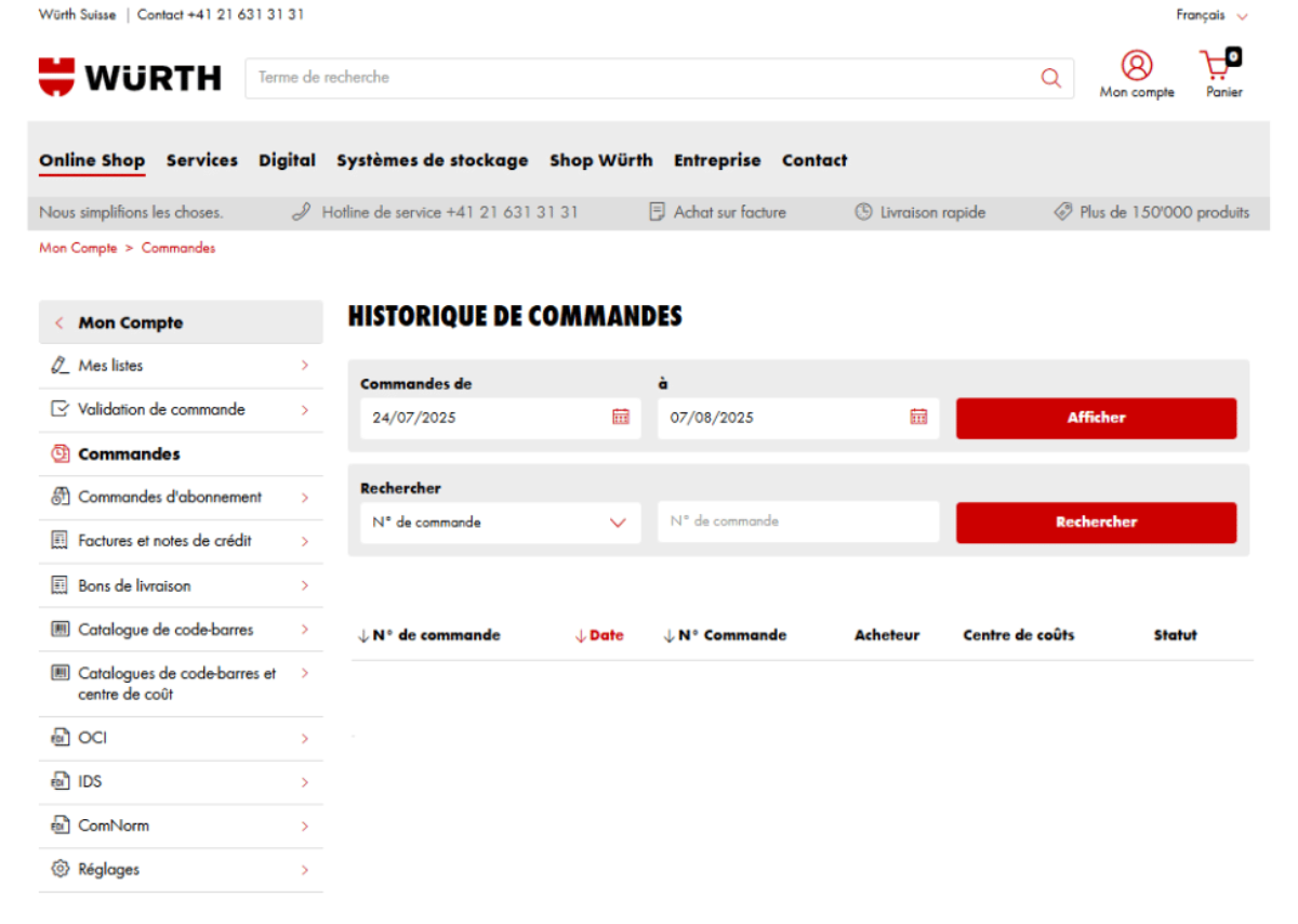 Où trouver mes commandes passées?