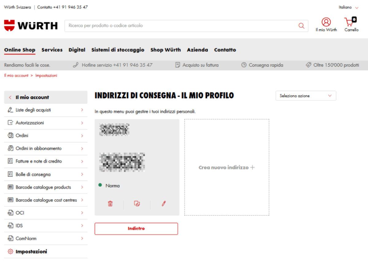Indirizzo personale dell'utente